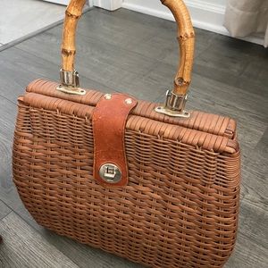 Vintage wicker British Hong Kong purse